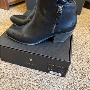 Frye Black Leather Ankle Booties